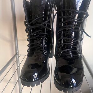 Black Patent Leather Women's Boots